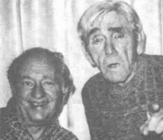 The last image taken of Larry and Moe of the Three Stooges together.