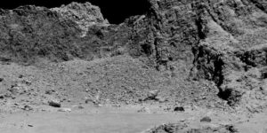 This is the world’s first picture of the surface of a comet, taken today by the Rosetta space probe shortly before crash-landing into Comet 67P.