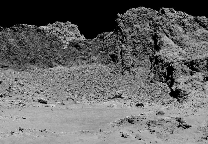 This is the world's first picture of the surface of a comet, taken today by the Rosetta space probe shortly before crash-landing into Comet 67P.