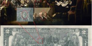 On the back of the $2 bill, there’s a person that isn’t on the original painting.
