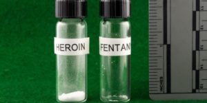 Lethal doses of heroin and fentanyl side by side