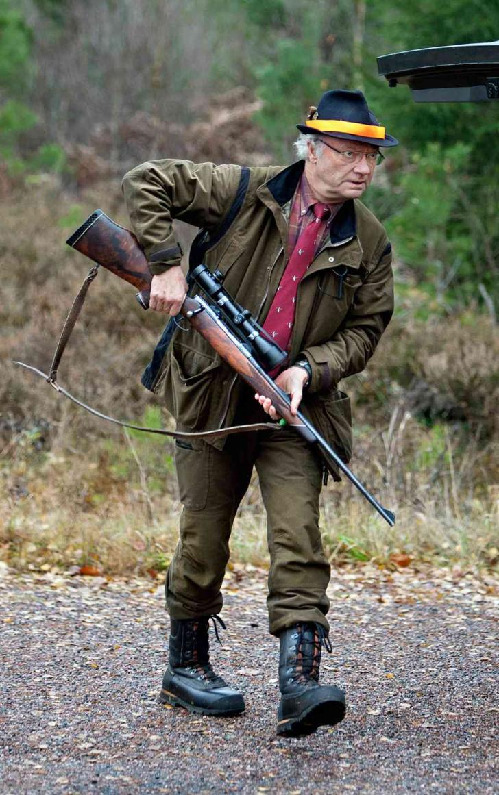 The king of Sweden out hunting.