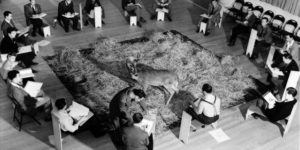 Disney artists drawing a live deer in 1942 ahead of starting animation on Bambi