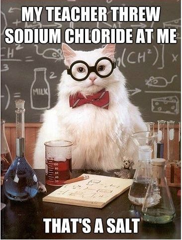 My teacher threw Sodium Chloride at me...