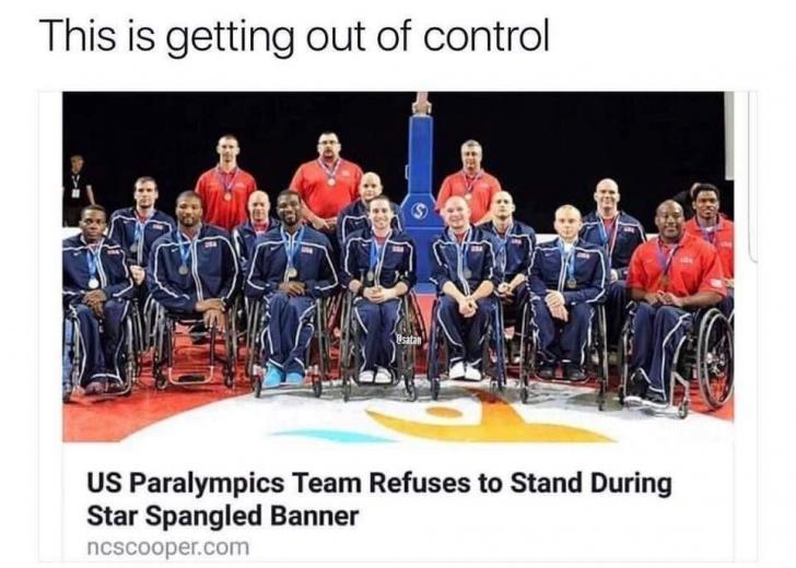 US Paralympics team has no respect for the flag.