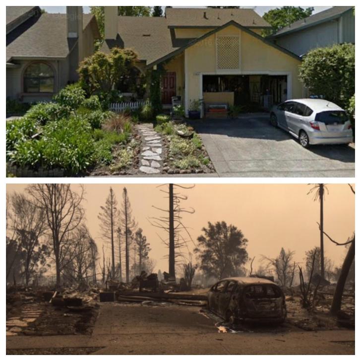 Santa Rosa before and after the fire