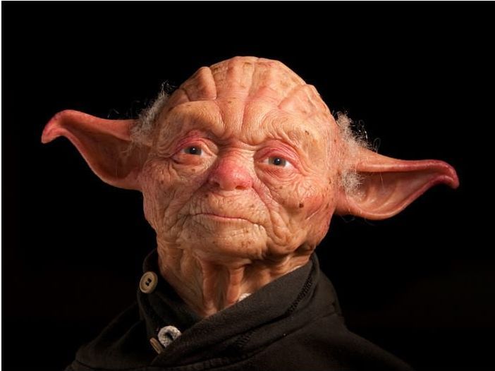 Realistic Yoda sculpture.