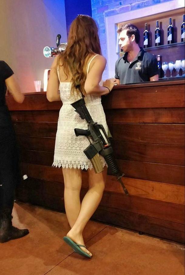 In Israel, if you are in the active military you must carry your weapon with you at all times