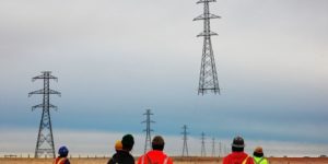 Installing a power line tower