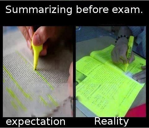 Summarizing before an exam.