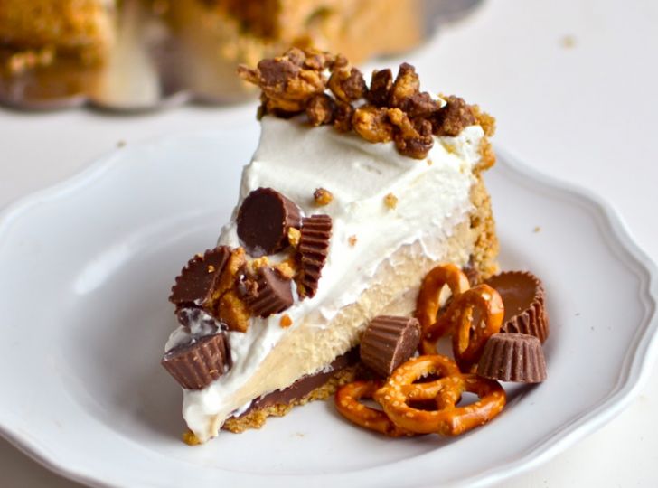 Reese's Deep Dish Peanut Butter Pie with Chocolate Covered Pretzel Crust