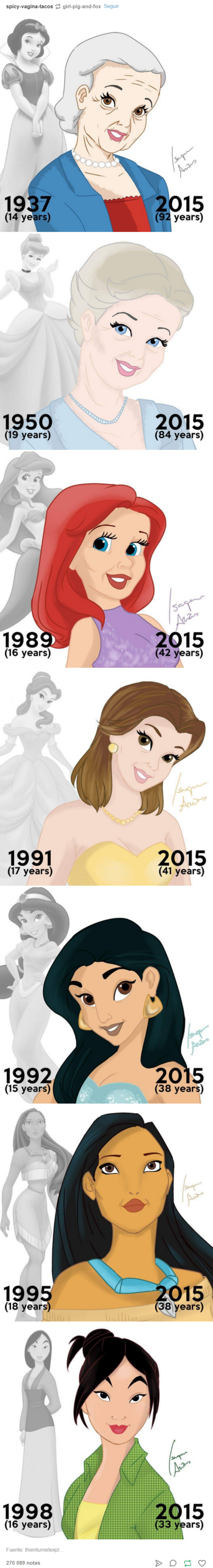 Disney Princesses if they aged with the movie