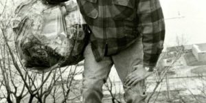 Burlington Mayor Bernie Sanders picks up trash on his own in a public park after being elected in 1981, his first electoral victory