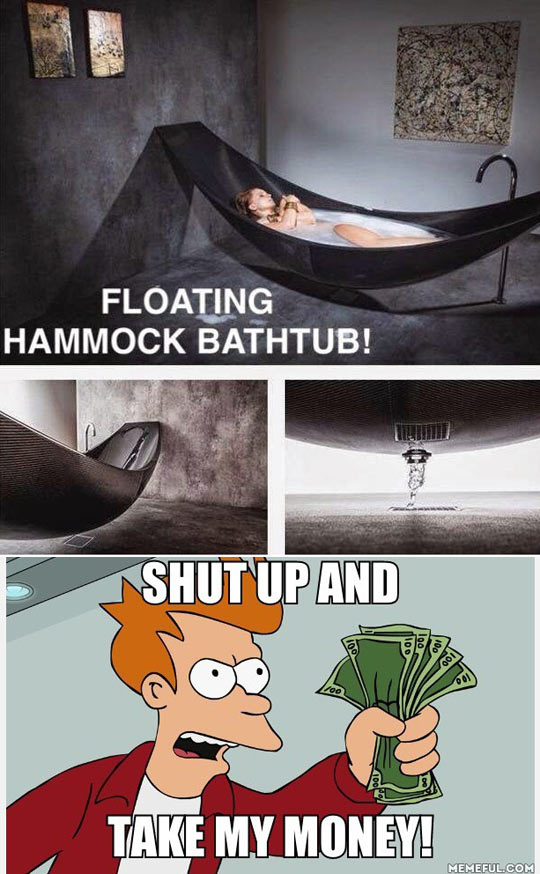 Floating hammock bathtub!