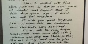 Picture of Letter from George H.W. Bush to Bill Clinton 1993, a time when people had some grace and respect for one another