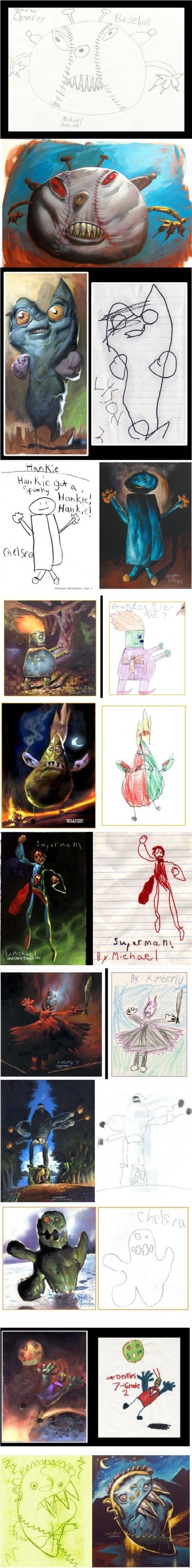 Children's art drawn realistically.