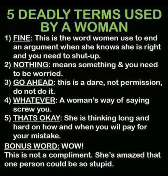 5 deadly terms used by a woman.