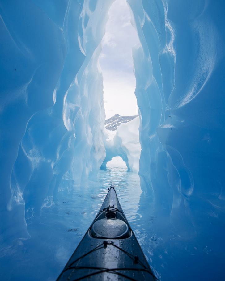 Canoeing in glaciers. 