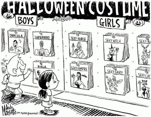 Picking out a Halloween costume.
