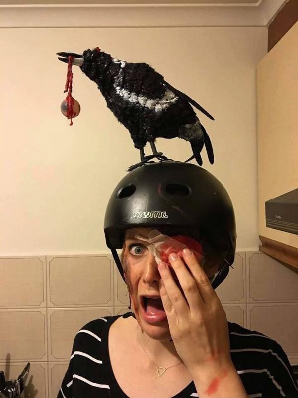 A costume for those afraid of birds