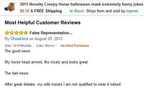 The most helpful customer review for horse head mask