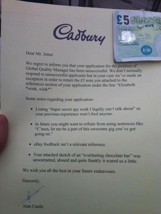 Rejection letter of the year
