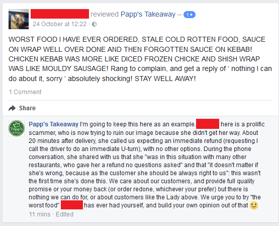 Lady attempts to damage a small business, business turns it around.