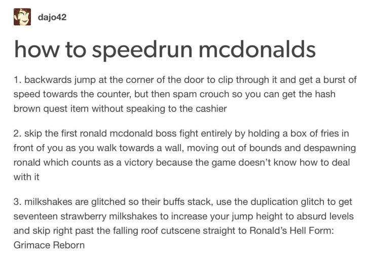 McDonalds Speedrun