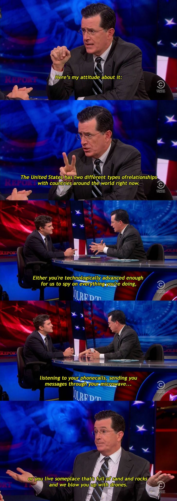 Colbert on U.S. relations with the rest of the world.