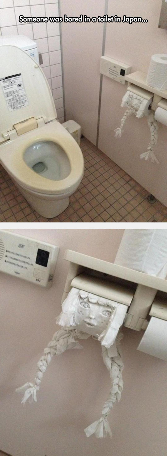 Toilet paper art.