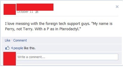 Messing with foreign tech support...