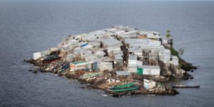 Migingo Island, a 0.0008 sq mi dirt mound with 131 inhabitants