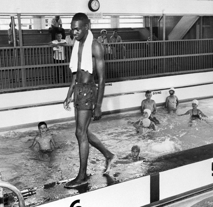 David Isom, 19, crossed the color line in a segregated pool in Florida on June 8, 1958, which resulted in officials closing the facility.