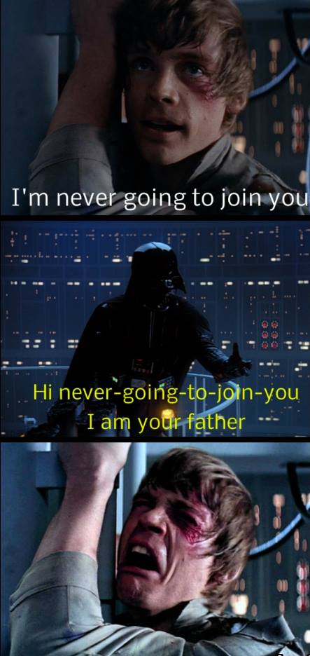 Even the darkside isn't exempt from dad jokes.