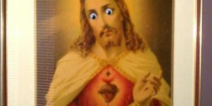 Apparently putting googly eyes on my parents portrait of Jesus is "not funny" and "blasphemous"