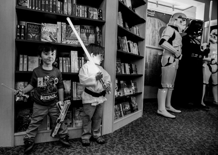 Fighting stormtroopers in a bookstore