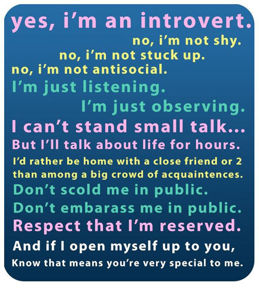 Yes, I'm an introvert.