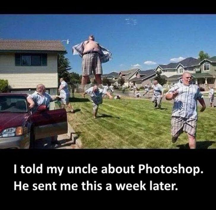 Telling uncle about photoshop.