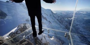 The Chamonix Skywalk on top of the Aiguille du Midi in the french alps