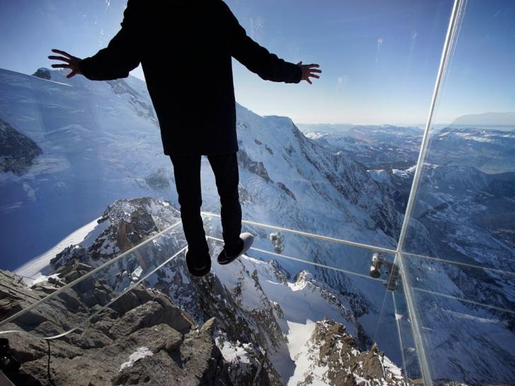 The Chamonix Skywalk on top of the Aiguille du Midi in the french alps