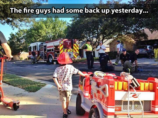 Firemen getting some help.