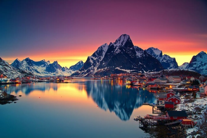 Beautiful lake in Lofoten, Norway