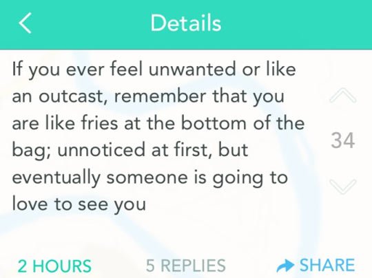 You are the fries at the bottom of my bag