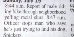 Wisconsin newspaper police blotter