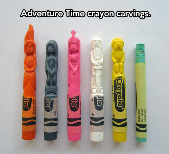 Adventure Time crayon carvings.