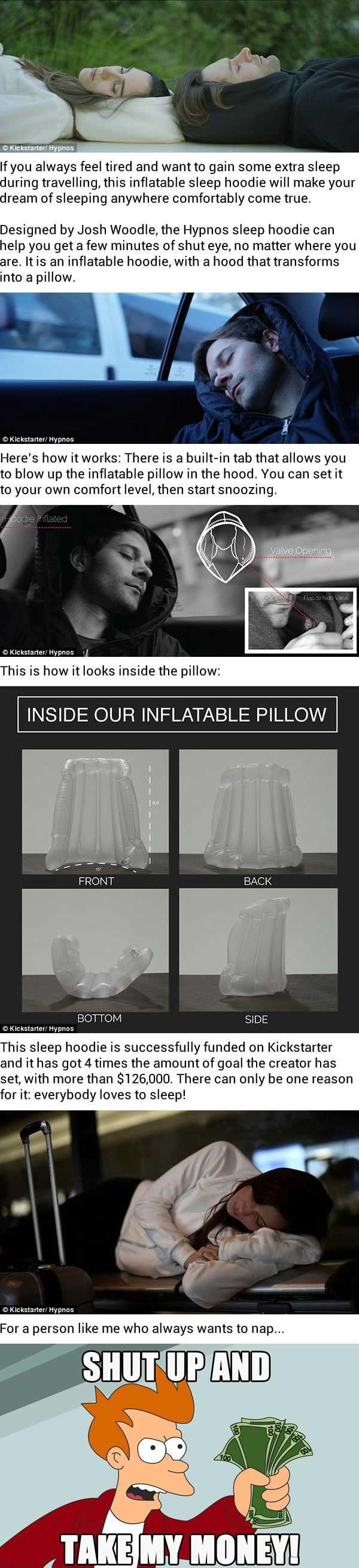 This Inflatable Sleep Hoodie Lets You Nap Anywhere, Anytime