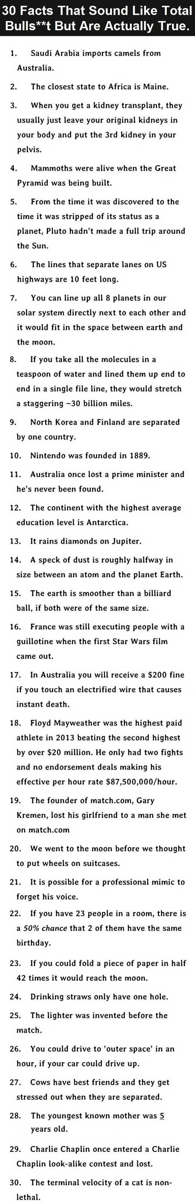 30 actual facts.