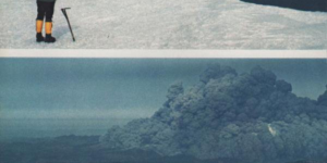 Eruption of Mt. Saint Helens, as seen by climbers on nearby Mt. Adams.