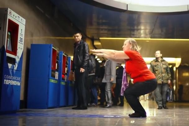 Subway ticket machine in Moscow accepts 30 squats as its payment.