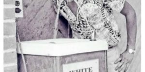 A civil rights activist drinks from a whites only fountain in Oklahoma, 1964